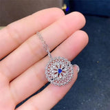 Natural Sapphire Pendant 925 Sterling Silver Necklace
