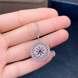 Natural Sapphire Pendant 925 Sterling Silver Necklace