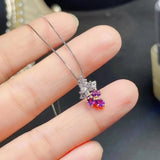 Purple Amethyst Gemstone Pendant for Girl Fine Necklace Good Cut