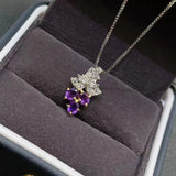 Purple Amethyst Gemstone Pendant for Girl Fine Necklace Good Cut