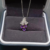 Purple Amethyst Gemstone Pendant for Girl Fine Necklace Good Cut