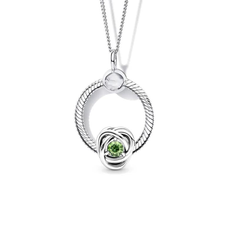 August Eternity Circle Charm Necklace Set For Womens