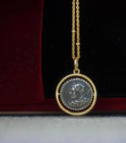 Ancient Rome Antique Coin Necklace 925 Sterling Silver Double-Sided Embo...