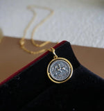 Ancient Rome Antique Coin Necklace 925 Sterling Silver Double-Sided Embo...