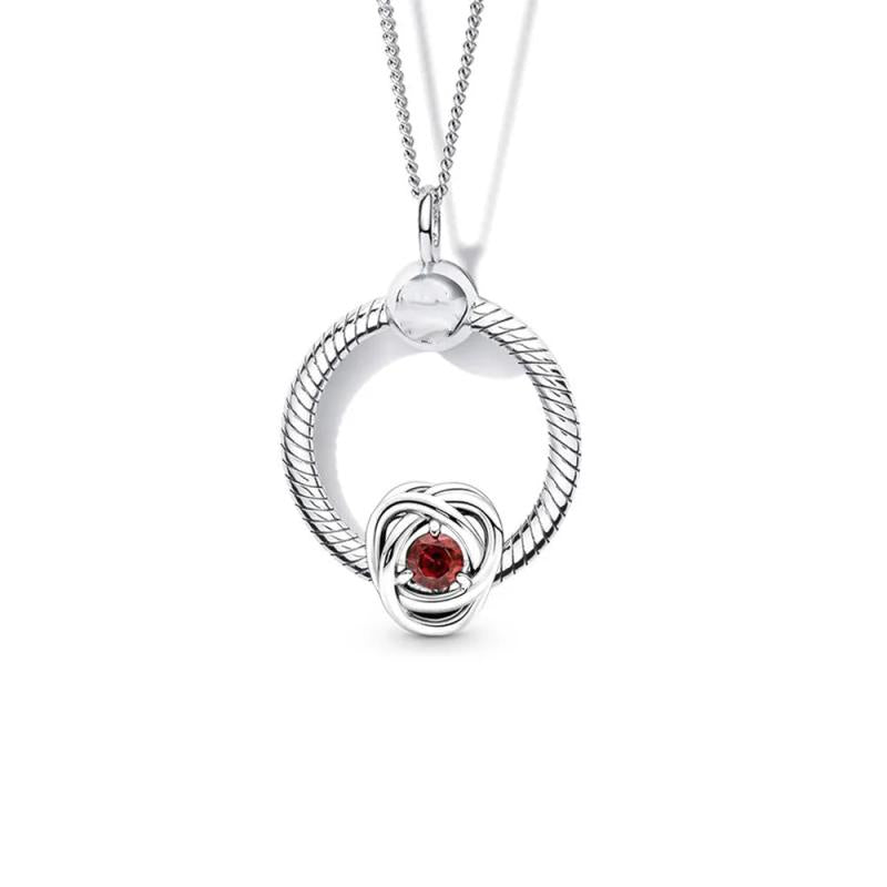 July Eternity Circle Charm Necklace Set For Womens