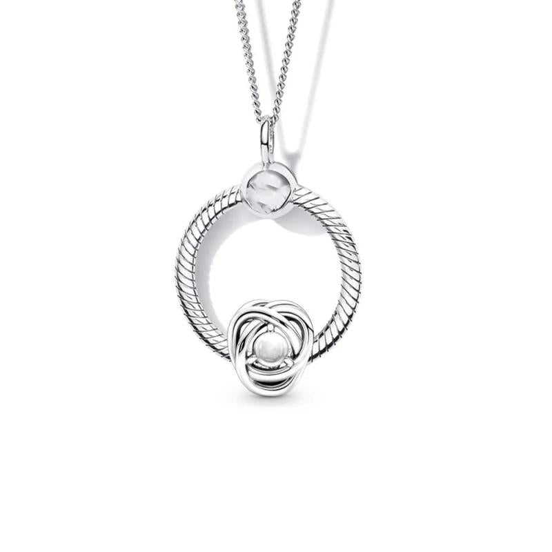 April Eternity Circle Charm Necklace Set For Womens