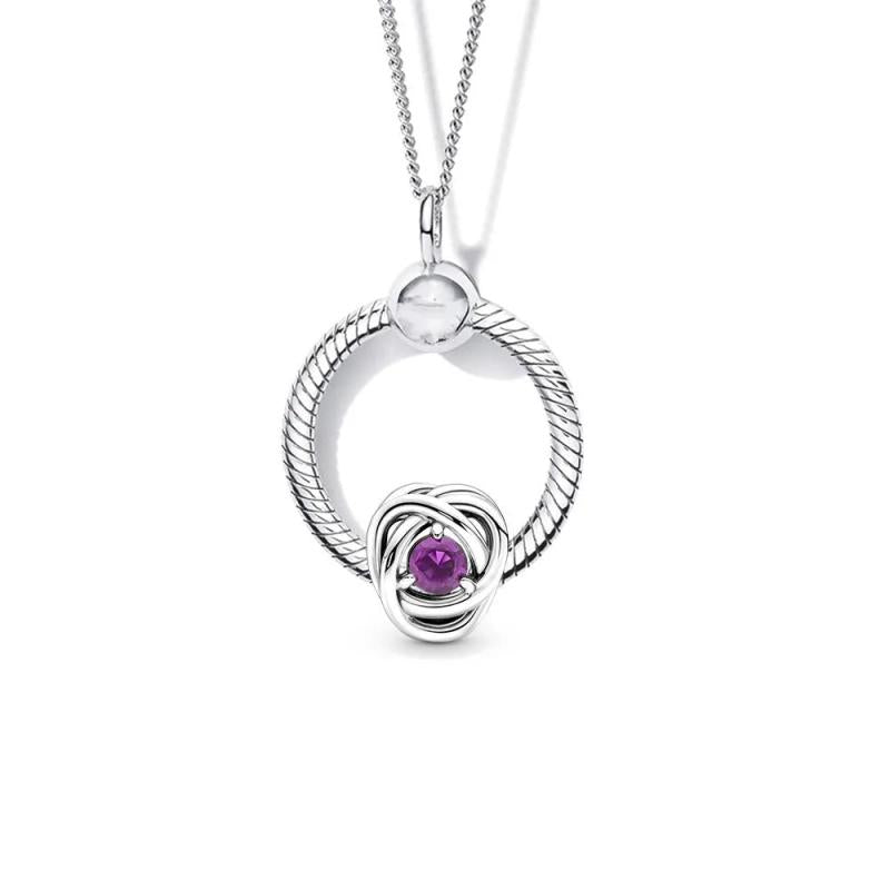 February Eternity Circle Charm Necklace Set DIY Logo Charm Necklaces