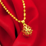 14K Flower Ball Pendant Necklace for Wedding