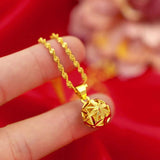 14K Flower Ball Pendant Necklace for Wedding