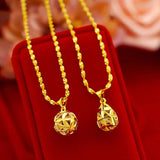 14K Flower Ball Pendant Necklace for Wedding