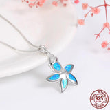 Opal Spring Flower Pendant Necklace 925 Sterling Silver Necklaces