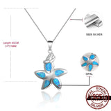 Opal Spring Flower Pendant Necklace 925 Sterling Silver Necklaces