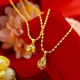 14K Necklace Women's Wedding Jewelry Round Ball Droplet Chain Pendant Necklace