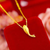 14K Fish Dolphin Necklace Choker Women's Wedding Pendant Jewelry Gift