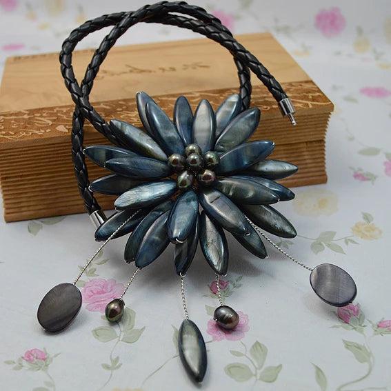 AA Real Pearl Shell Flower Necklace Fine Jewelry For Women