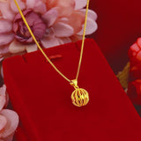 24K Wedding Engagement Pendant Necklace for Women Hollow Ball Chain Jewelry