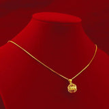 24K Wedding Engagement Pendant Necklace for Women Hollow Ball Chain Jewelry