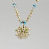 Real Pearl Necklace 3-4mm Crystal Beads Freshwater Pearls Flower Pendant