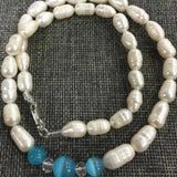 7-8mm Akoya Freshwater Rice Pearl & Blue Opal Necklace
