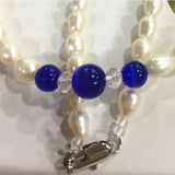 7-8mm Akoya Freshwater Rice Pearl & Dark Opal Necklace