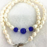 7-8mm Akoya Freshwater Rice Pearl & Dark Opal Necklace