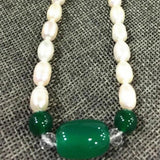 7-8mm Akoya Freshwater Rice Pearl & Green Agate Necklace