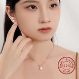 925 Silver Rabbit Charm Necklace, Freshwater Pearl Animal Sign Jewelry