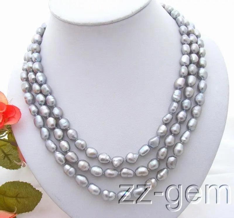 Grey Baroque Pearl Necklace 8-9mm