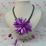 Real Pearl Shell Flower Necklace Lavender Flowers Fine Jewelry For Women