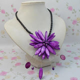 Real Pearl Shell Flower Necklace Lavender Flowers Fine Jewelry For Women