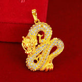 3D Yellow Plated Dragon Pendant Necklace for Men