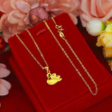 18K Cygnet Clavicle Necklace Chain 999 Fine Jewelry