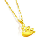18K Cygnet Clavicle Necklace Chain 999 Fine Jewelry
