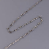 925 Silver Bamboo Link Chain Necklace Unisex Jewelry