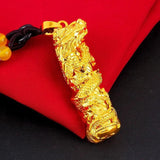 24k Golden Dragon Pendant Necklace Men Chain