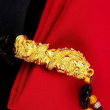 24k Golden Dragon Pendant Necklace Men Chain