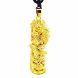 24k Golden Dragon Pendant Necklace Men Chain