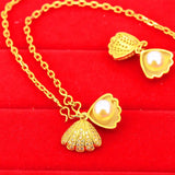 Shell Pearl 14k Yellow Plated Necklace for Women