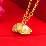 Shell Pearl 14k Yellow Plated Necklace for Women