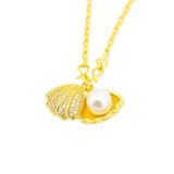 Shell Pearl 14k Yellow Plated Necklace for Women