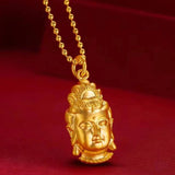 24K Yellow Auspicious Cloud Avalokitesvara Pendant Necklace for Women Men
