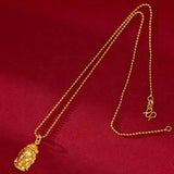 24K Yellow Auspicious Cloud Avalokitesvara Pendant Necklace for Women Men