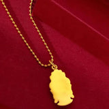 24K Yellow Auspicious Cloud Avalokitesvara Pendant Necklace for Women Men