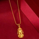 24K Yellow Auspicious Cloud Avalokitesvara Pendant Necklace for Women Men