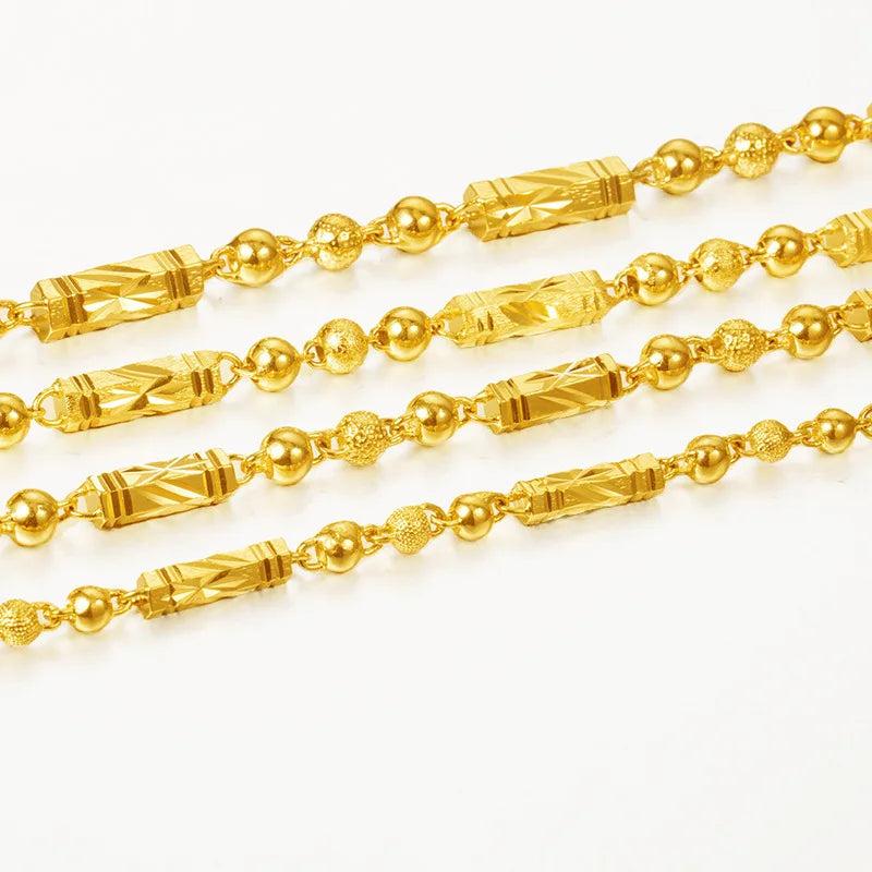 Men's 24K Plated Necklace Hexagon Buddha Bamboo Chain Clavicle Necklace