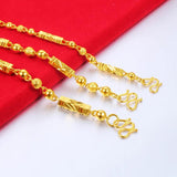 Men's 24K Plated Necklace Hexagon Buddha Bamboo Chain Clavicle Necklace