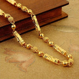 Men's 24K Plated Necklace Hexagon Buddha Bamboo Chain Clavicle Necklace