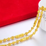 Men's 24K Plated Necklace Hexagon Buddha Bamboo Chain Clavicle Necklace