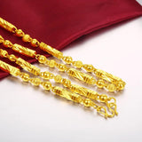 Men's 24K Plated Necklace Hexagon Buddha Bamboo Chain Clavicle Necklace