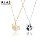 F.I.N.S Shell Pearl Long Sweater Chain Necklace Round Pendant